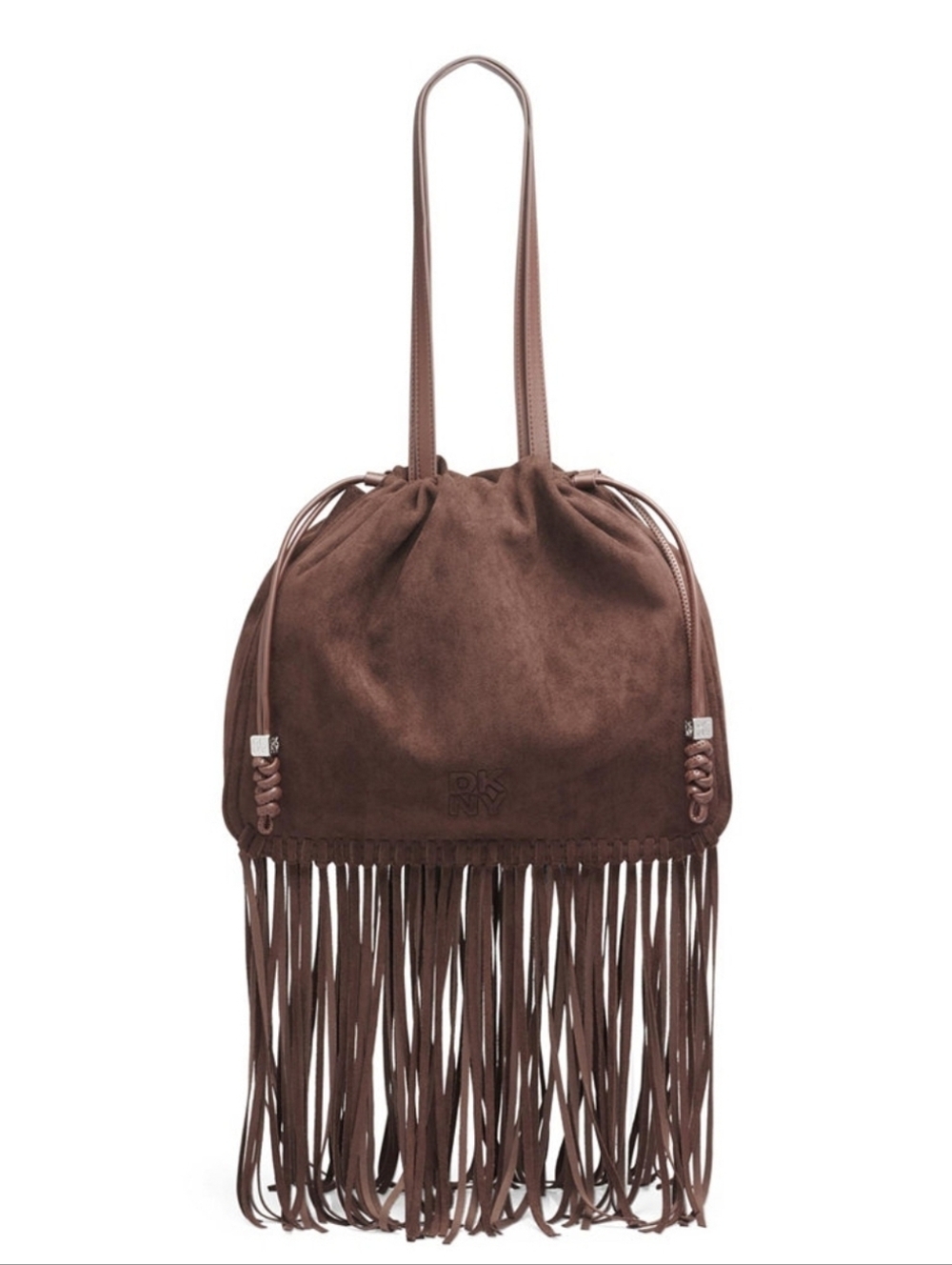 DKNY Halle Large Drawstring Tote Bag Purse Chocolate Brown New